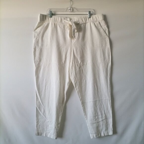 Land'n Sea Women's White High Rise Drawstring Straight Leg Pants Size X-Large - Picture 1 of 7
